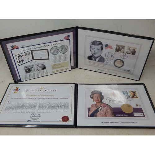 35 - 2012 QEII Diamond Jubilee £5 Silver Coin Cover 39/950 in Folder of Issue with COA together with a 19... 