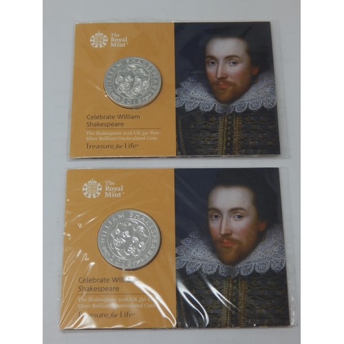 37 - Royal Mint 2016 £50 Fine .999 Silver Coins in Sealed Packs of Issue with Original Purchase Receipts ... 