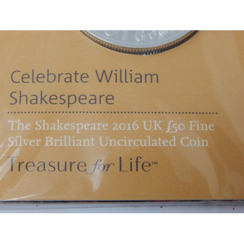 37 - Royal Mint 2016 £50 Fine .999 Silver Coins in Sealed Packs of Issue with Original Purchase Receipts ... 