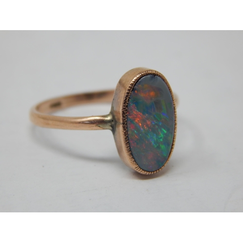 250 - Antique 9ct Gold Ring Set with an Oval Cut Opal: Size O/P