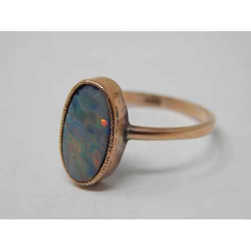 250 - Antique 9ct Gold Ring Set with an Oval Cut Opal: Size O/P