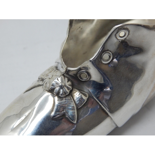 262 - Edwardian Silver Shoe with Import Marks for Birmingham 1904 by Gorham Manufacturing: 10.5cm long