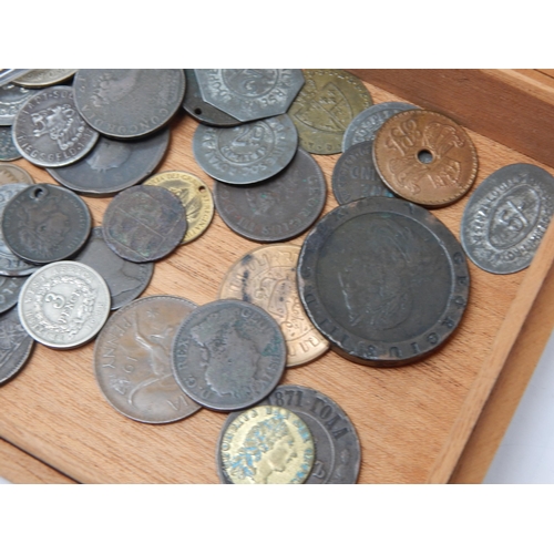 1 - Collection of early coins in a vintage cigar box including George 111 Cartwheel Twopence 1797, RFS H... 