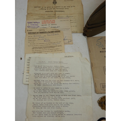 373 - WWII 7629329 PTE D.J MINNS R.A.O.C: A Collection of Items belonging to Private Minns Including His M... 