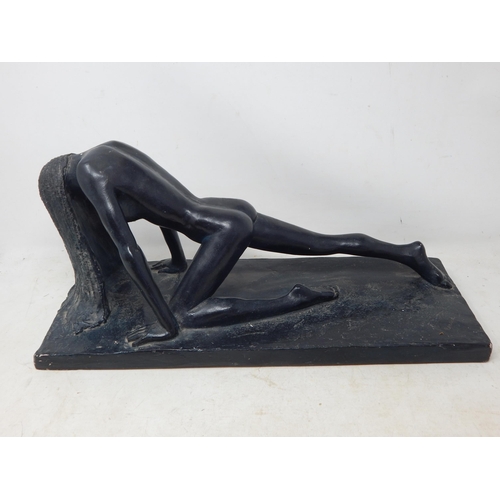 377 - A Large Resin Sculpture of a Naked Lady, Signed Renard: Measures 43cm wide