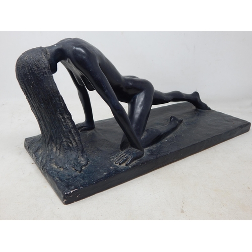 377 - A Large Resin Sculpture of a Naked Lady, Signed Renard: Measures 43cm wide