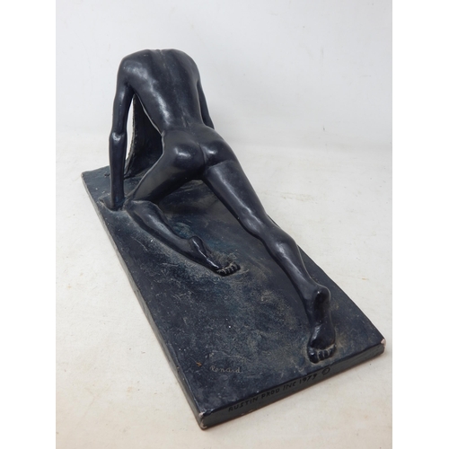 377 - A Large Resin Sculpture of a Naked Lady, Signed Renard: Measures 43cm wide