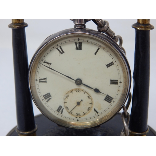 274 - Gentleman's Hallmarked Silver Pocket Watch & Albert Chain on Stand