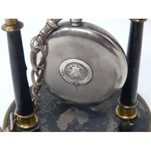 274 - Gentleman's Hallmarked Silver Pocket Watch & Albert Chain on Stand