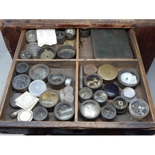 276 - Five Drawer Wooden Cabinet Containing a Large Quantity of Watch Parts: From a Watch Repairers Worksh... 