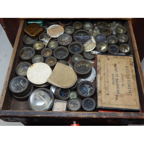 276 - Five Drawer Wooden Cabinet Containing a Large Quantity of Watch Parts: From a Watch Repairers Worksh... 