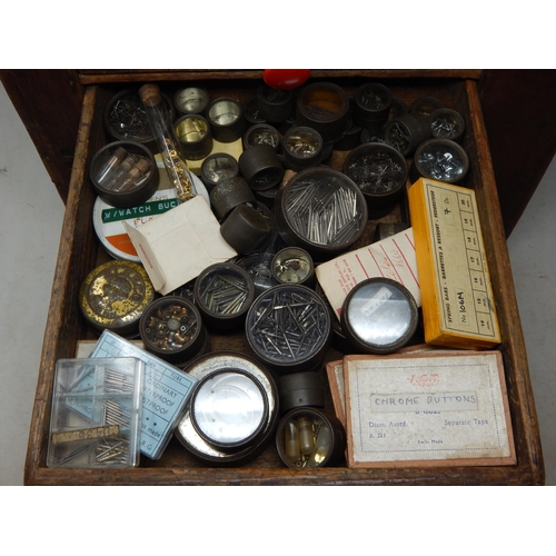 276 - Five Drawer Wooden Cabinet Containing a Large Quantity of Watch Parts: From a Watch Repairers Worksh... 