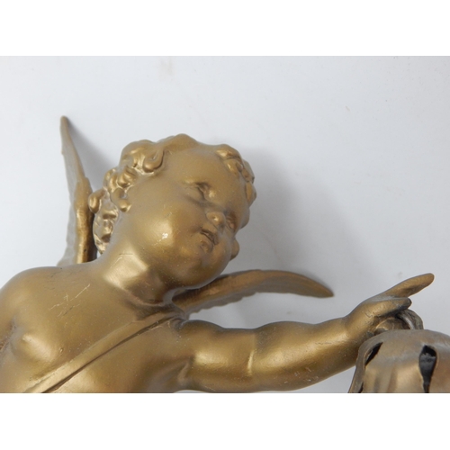 389 - Gilded Cherub Twin Light Fitting with Ceiling Rose