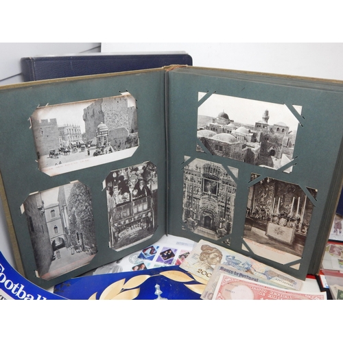 391 - A Collection of Early Punch Magazines, Stamps, FDC's, Banknotes, Postcard Album, 1972 FA Cup Medalli... 