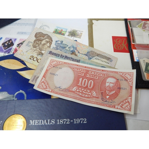 391 - A Collection of Early Punch Magazines, Stamps, FDC's, Banknotes, Postcard Album, 1972 FA Cup Medalli... 