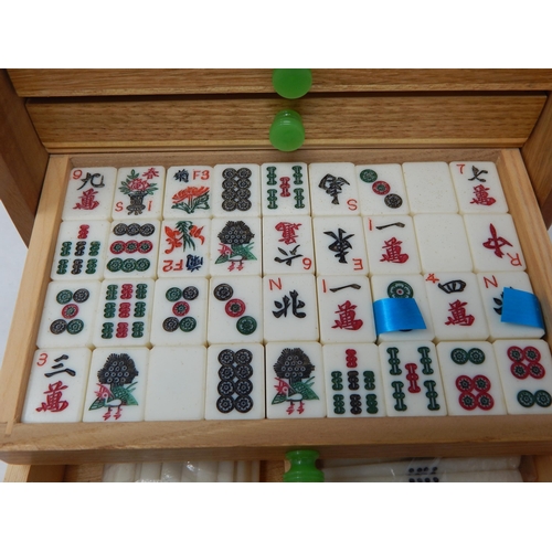 405 - Mah Jong Set Contained within a 5 Drawer Wooden Cabinet