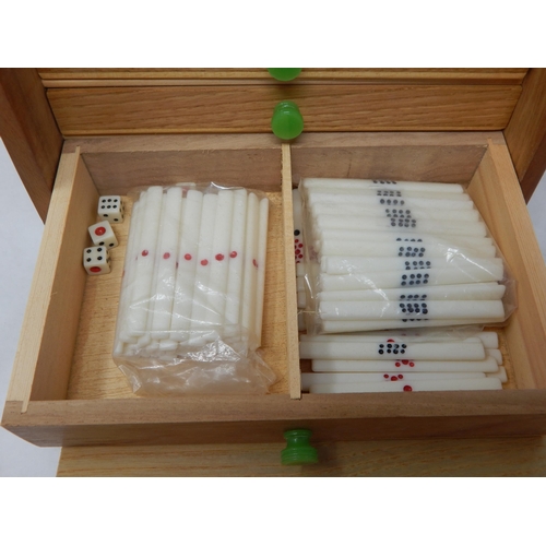 405 - Mah Jong Set Contained within a 5 Drawer Wooden Cabinet