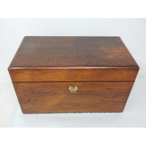 406 - c19th Inlaid Twin Division Tea Caddy with Key together with a further C19th Tea Caddy with Key