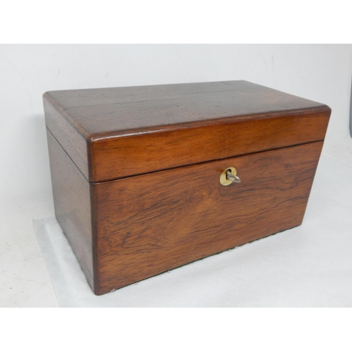 406 - c19th Inlaid Twin Division Tea Caddy with Key together with a further C19th Tea Caddy with Key