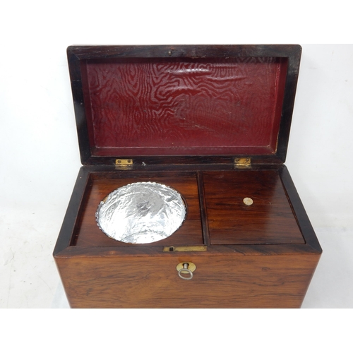 406 - c19th Inlaid Twin Division Tea Caddy with Key together with a further C19th Tea Caddy with Key