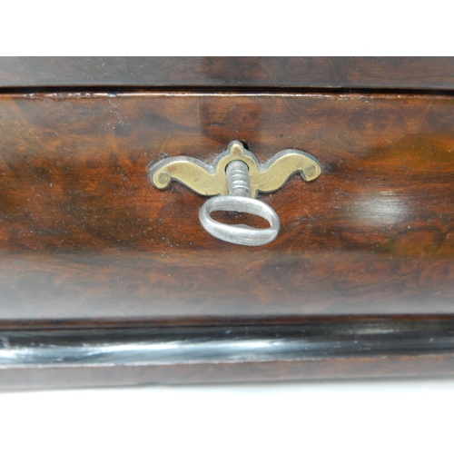 407 - C19th Chinese Wooden Jewellery Box with Velvet Lined Interior, Brass Handle, Escutcheon & Feet: Comp... 