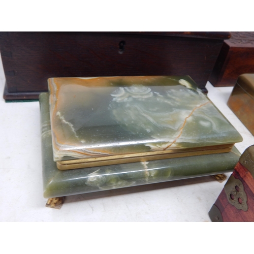 409 - A Quantity of Boxes Including a C19th Bible Box, Carved Topped Wooden Box, Oriental Jewellery Box wi... 