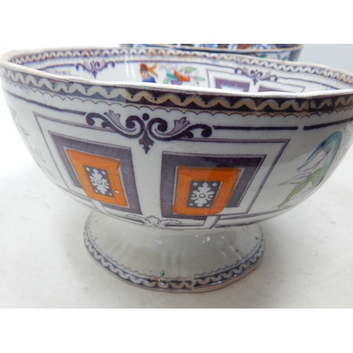 410 - C19th Oriental Bowl with Figural Decoration by David Lockhart, Singapore 25cm diameter together with... 