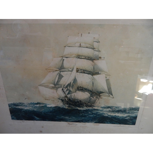 412 - A Pair of Signed Maritime Prints of The Cutty Sark & Lightning by J. Spurling 1924: Signed & Dated: ... 