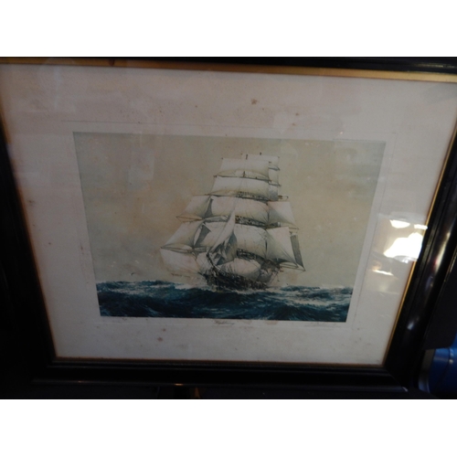 412 - A Pair of Signed Maritime Prints of The Cutty Sark & Lightning by J. Spurling 1924: Signed & Dated: ... 