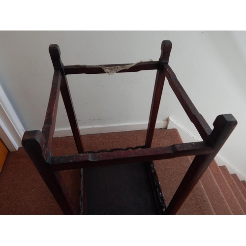 413 - 19th Century Chinese Wooden Table of Square Form with Recessed Top & a Carved & Pierced Apron on Fou... 