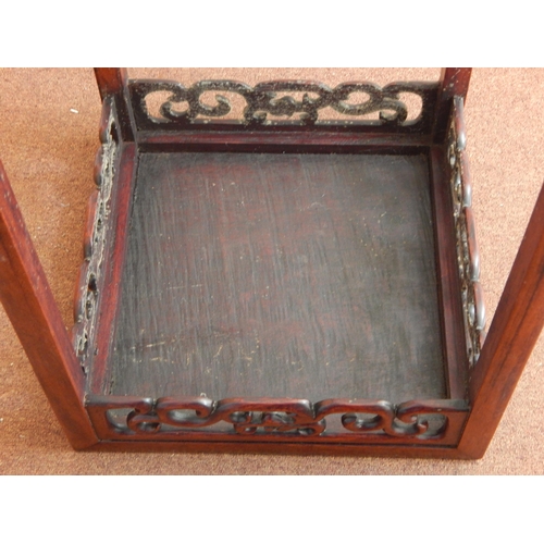 413 - 19th Century Chinese Wooden Table of Square Form with Recessed Top & a Carved & Pierced Apron on Fou... 