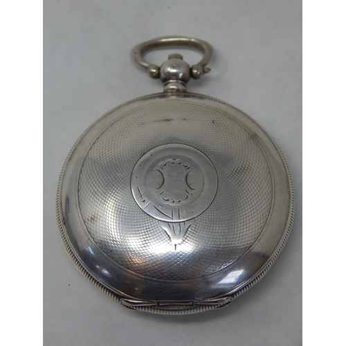 282 - Turkish Market silver key wind full hunter pocket watch with subsidiary seconds dial: The silver cas... 