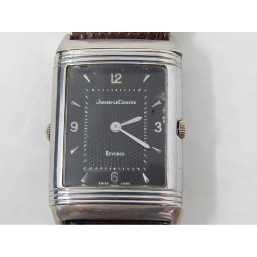 284 - Believed Replica Gentleman's Jaeger Le Coultre Reverso Wristwatch on Hirsch Leather Strap in Jaeger ... 