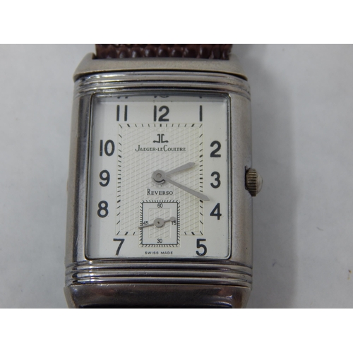 284 - Believed Replica Gentleman's Jaeger Le Coultre Reverso Wristwatch on Hirsch Leather Strap in Jaeger ... 