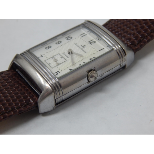 284 - Believed Replica Gentleman's Jaeger Le Coultre Reverso Wristwatch on Hirsch Leather Strap in Jaeger ... 