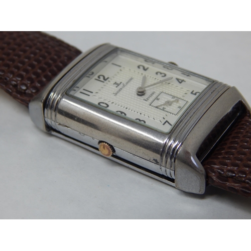 284 - Believed Replica Gentleman's Jaeger Le Coultre Reverso Wristwatch on Hirsch Leather Strap in Jaeger ... 