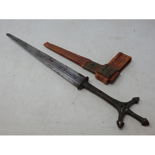 427 - A late 19th Century Tuareg Telek arm dagger and partial scabbard 52.5cm