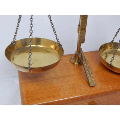 429 - Set of Brass Apothecary Scales in Fitted Wooden Case by William Webb, Essex: Complete with Weights