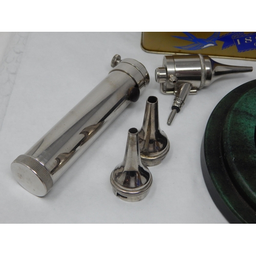 430 - A Quantity of Items Including Brassware, Vintage Multi Tool, Ear Examination Tool, Replica Death Pla... 