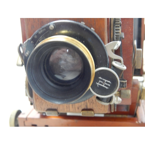 439 - Thornton Pickard College Plate Camera in Mahogany Case with Plates & Stand