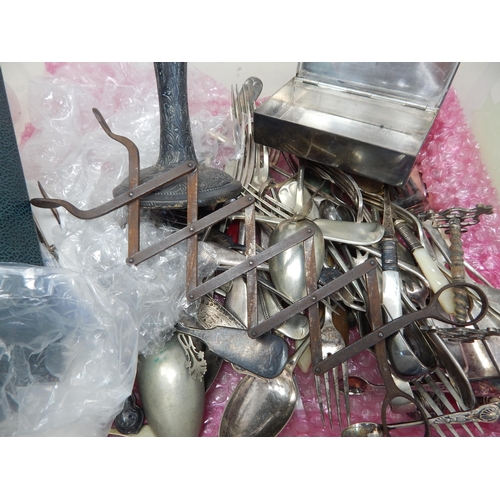 290 - A Quantity of Silver Plated Wares Including a Candelabra, Box, Flatware etc