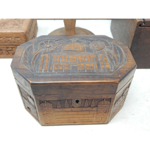 440 - A Quantity of Boxes Including a Collection Box with Key, Olive Wood Box etc