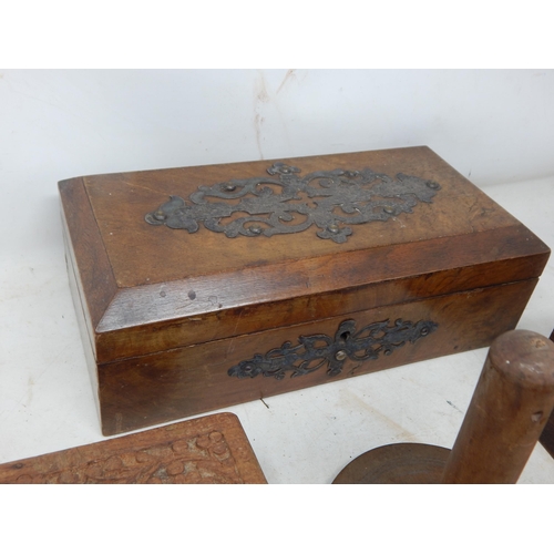 440 - A Quantity of Boxes Including a Collection Box with Key, Olive Wood Box etc