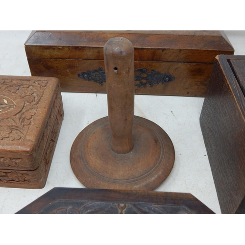 440 - A Quantity of Boxes Including a Collection Box with Key, Olive Wood Box etc