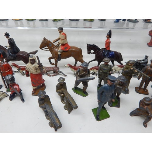 446 - A Large Collection of Lead Soldiers, Figures, Road Signs, Zoo Animals, Farm Animals, Petrol Pumps, A... 