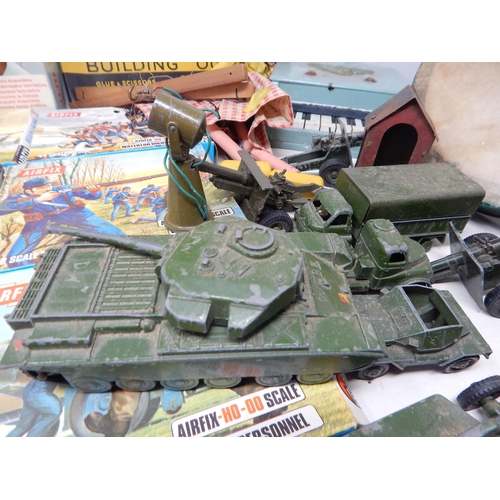 463 - Airfix Model Figures (boxed), Dinky Army Vehicles, Pelham Puppet, Chemistry Set etc (lot)