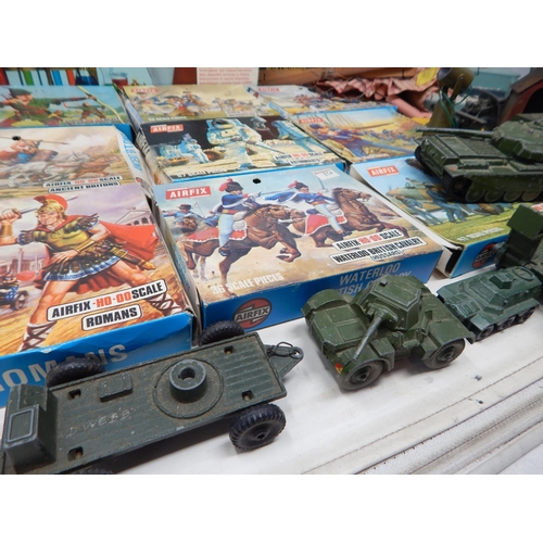 463 - Airfix Model Figures (boxed), Dinky Army Vehicles, Pelham Puppet, Chemistry Set etc (lot)