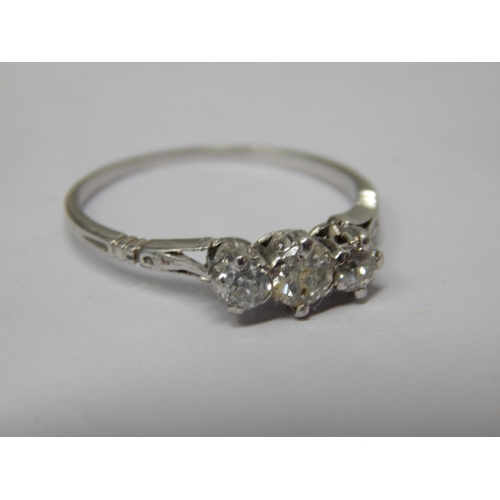 297 - Platinum Diamond Trilogy Ring: Size N: Weight 2.2g