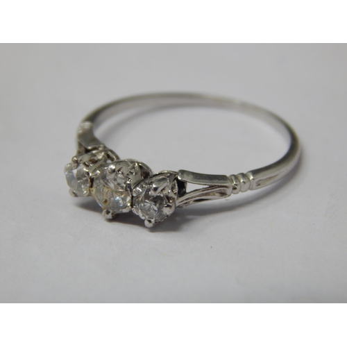 297 - Platinum Diamond Trilogy Ring: Size N: Weight 2.2g