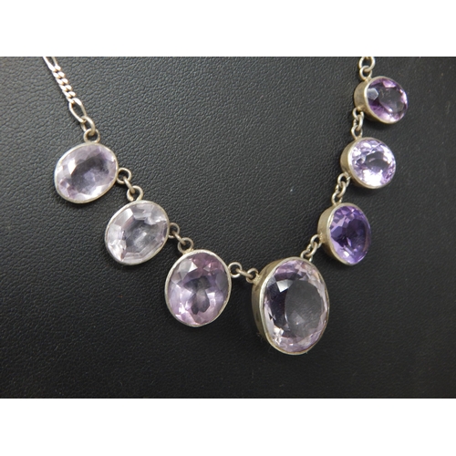 298 - Silver Necklace Set with Amethyst Coloured Stones together with a Victorian Silver Necklace with ext... 